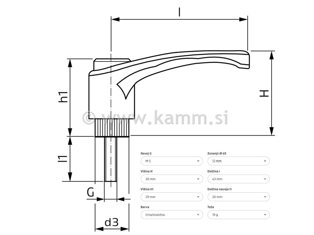 PRITRDILNA ROČICA M 5 VIJ.