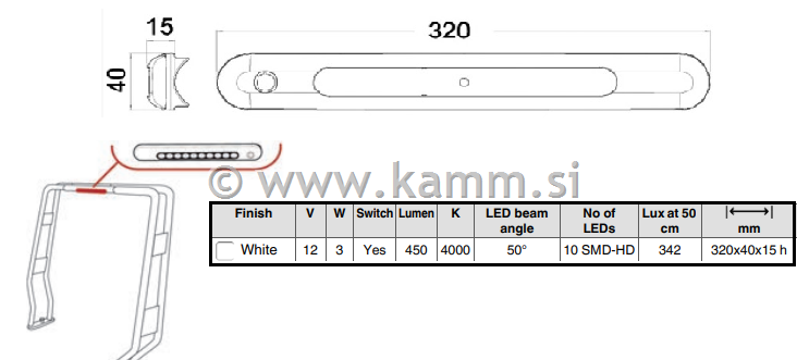 ART.1319220 LED PLAF.320X40X15mm