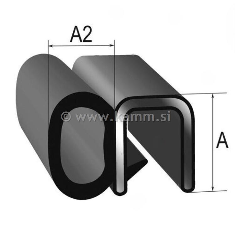 M 3835017 PROFIL DVOJNI ČRN 3.0-5.5 mm