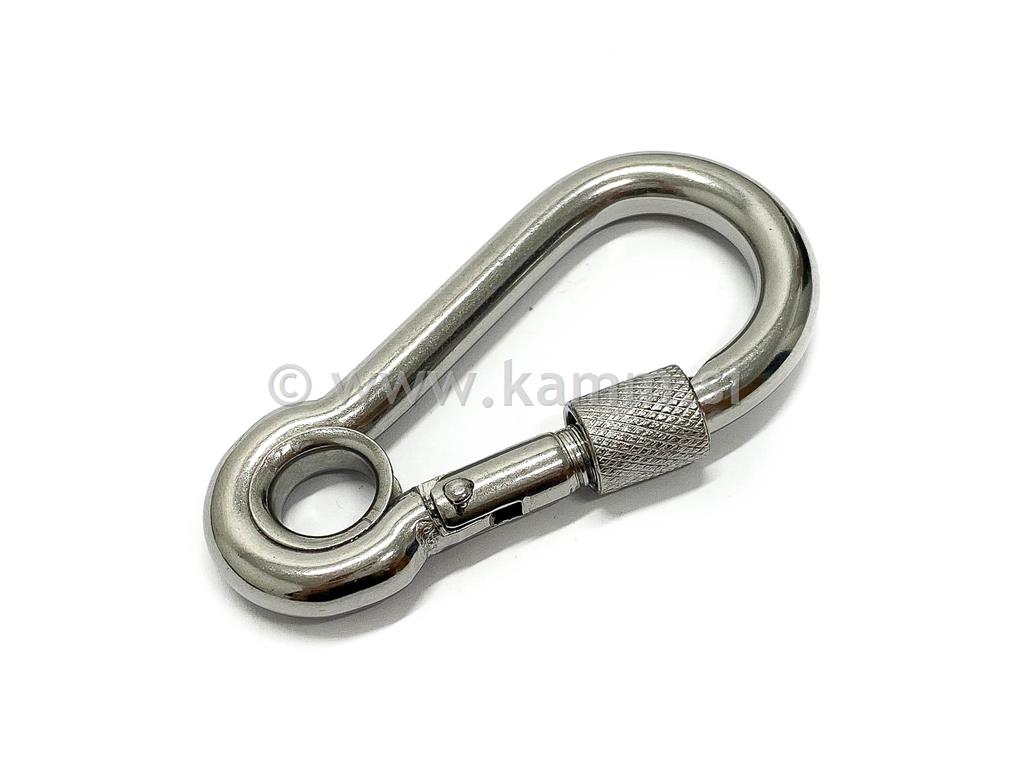 Opružni karabiner s okom i osiguračem 8232