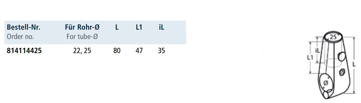 Tehničke specifikacije Cijevna stezaljka 814114