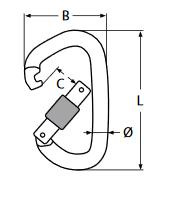 Tehničke specifikacije Aluminijski karabiner s osiguračem vijka 814673